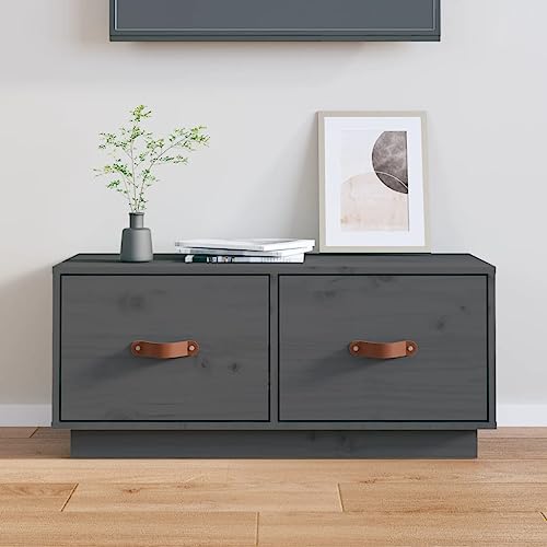 ZQQLVOO TV-Schrank Grau hängeschrank Fernseher Tisch Konsolentisch mit Schubladen Sideboard Wohnzimmer 80x34x35 cm Massivholz Kiefer von ZQQLVOO