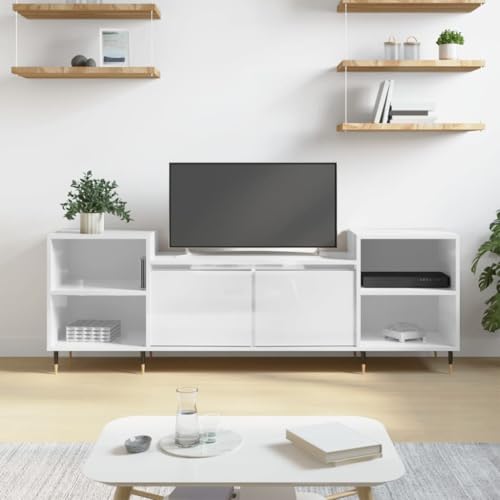 ZQQLVOO TV-Schrank Hochglanz-Weiß Fernsehtisch HiFi Rack Sideboard tv Sideboard hängend 160x35x55 cm Holzwerkstoff von ZQQLVOO