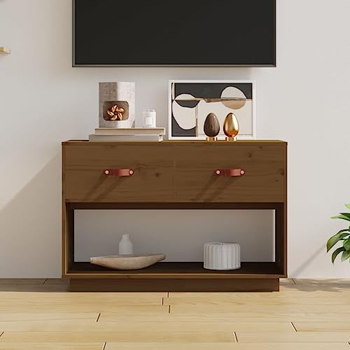 ZQQLVOO TV-Schrank Honigbraun Klassischer TV-Schrank aus Massivholz mit Stauraum und Stabiler Oberplatte 90x40x60 cm Massivholz Kiefer von ZQQLVOO
