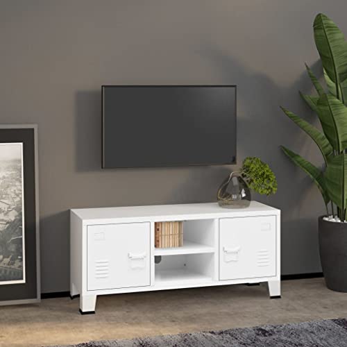 ZQQLVOO TV-Schrank Industrie-Stil Weiß Sideboard hängend tv Bank tv Regal kommode 105x35x42 cm Metall von ZQQLVOO