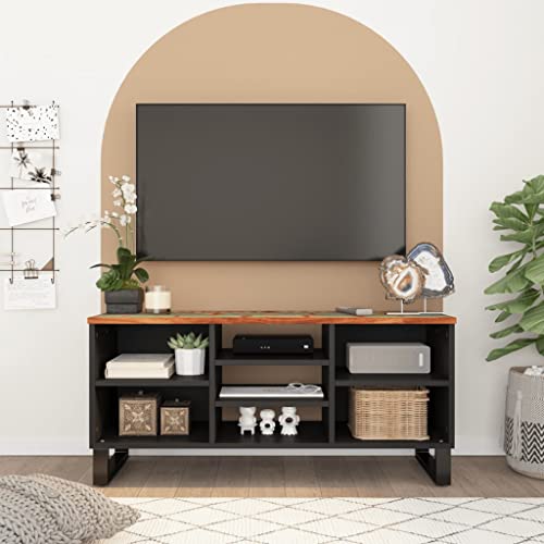ZQQLVOO TV-Schrank Massiver Altholz TV-Schrank mit Stauraum und Eisenbeinen 100x33x46 cm Altholz Massiv & Holzwerkstoff von ZQQLVOO