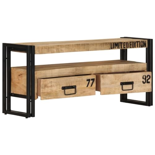 ZQQLVOO TV-Schrank Massives Mangoholz TV-Lowboard mit Schubladen und Ablagefach 100x30x45 cm Mango Massivholz von ZQQLVOO