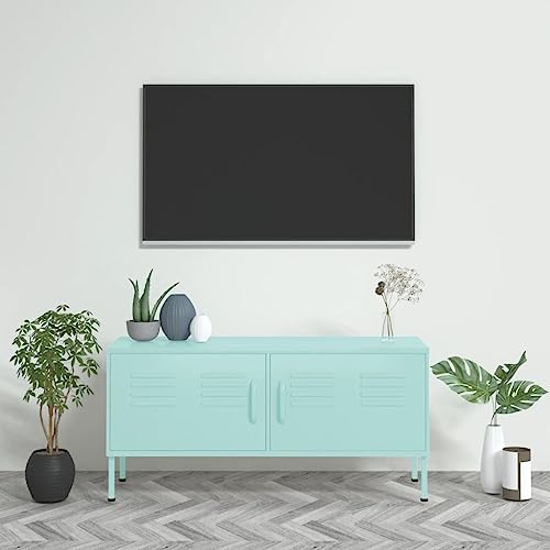 ZQQLVOO TV-Schrank Minzgrün Fernseher Tisch Konsolentisch mit Schubladen Fernseher Schrank wohnzimmerschrank 105x35x50 cm Stahl von ZQQLVOO