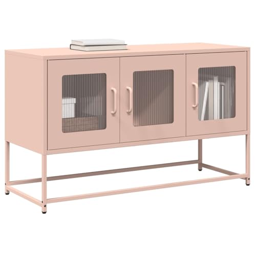 ZQQLVOO TV-Schrank Rosa hängeschrank Konsolentisch mit Schubladen kommode tv möbel 100,5x39x60,5 cm Kaltgewalzter Stahl von ZQQLVOO
