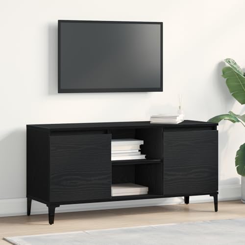 ZQQLVOO TV-Schrank Schwarz Eiche tv ständer tv möbel Fernseher Tisch lowboard 102x35x50 cm Holzwerkstoff von ZQQLVOO