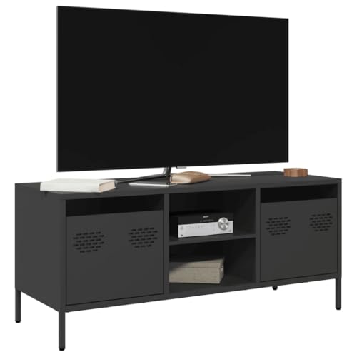 ZQQLVOO TV-Schrank Schwarz Fernseher Tisch Sideboard Wohnzimmer tv kommode kommode 101,5x39x43,5 cm Kaltgewalzter Stahl von ZQQLVOO