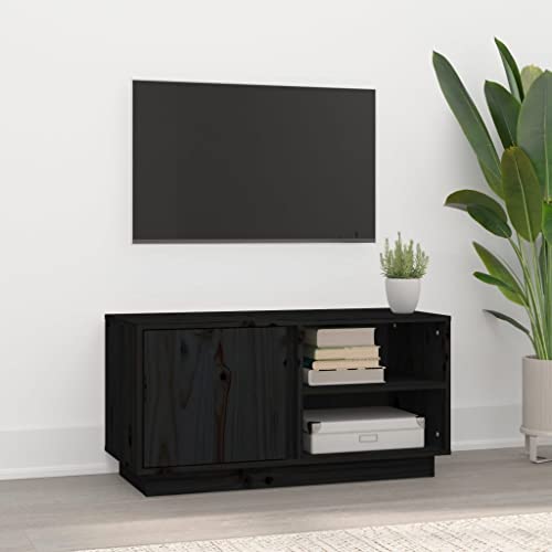 ZQQLVOO TV-Schrank Schwarz Fernseher Tisch tv ständer tv möbel Couchtisch 80x35x40,5 cm Massivholz Kiefer von ZQQLVOO