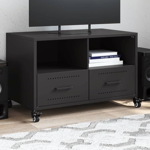 ZQQLVOO TV-Schrank Schwarz HiFi Rack Konsolentisch mit Schubladen Fernseher Tisch tv Regal 68x39x43,5 cm Stahl ZQQLVOO TV-Schrank Schwarz HiFi Rack Konsolentisch mit Schubladen Fernseher Tisch tv Regal 68x39x43,5 cm Stahl von ZQQLVOO