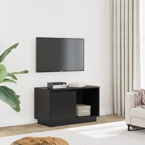 ZQQLVOO TV-Schrank Schwarz Massivholz TV-Schrank mit Stauraum und Flexibler Türmontage 74x35x44 cm Massivholz Kiefer von ZQQLVOO