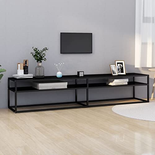 ZQQLVOO TV-Schrank Schwarz Schlankes TV-Möbel aus gehärtetem Glas mit Stahlrahmen und Ablagefach 200x40x40,5 cm Hartglas ZQQLVOO TV-Schrank Schwarz Schlankes TV-Möbel aus gehärtetem Glas mit Stahlrahmen und Ablagefach 200x40x40,5 cm Hartglas von ZQQLVOO