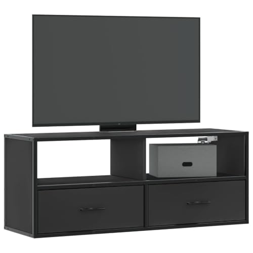 ZQQLVOO TV-Schrank Schwarz TV Möbel Fernsehtisch für Wohnzimmer Arbeitszimmer 100x31x39,5 cm Holzwerkstoff und Metall von ZQQLVOO