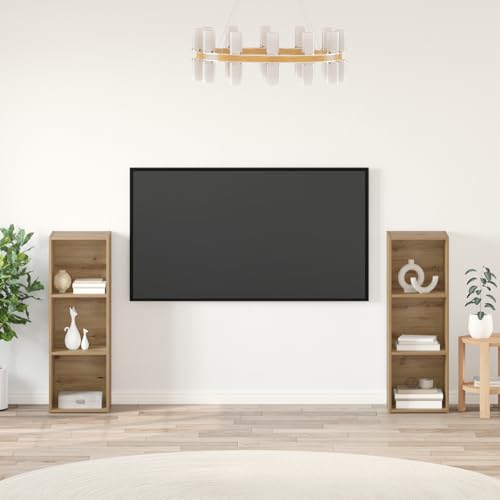 ZQQLVOO TV-Schrank-Set 2 pcs Handwerklich gefertigter Eichenholz Modulares Würfelregal-Set für Bücher und Deko, platzsparend und langlebig. von ZQQLVOO