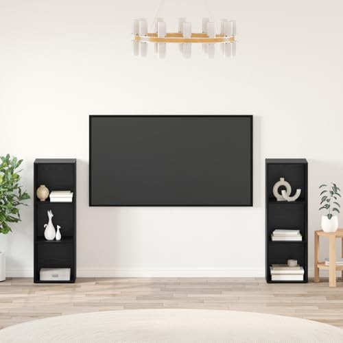 ZQQLVOO TV-Schrank-Set mit Regal 2 pcs Schwarz Eiche hängeschrank Fernseher Schrank wohnzimmerschrank Fernsehschrank 107 x 35 x 37 cm von ZQQLVOO