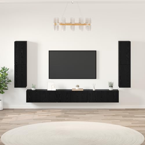 ZQQLVOO TV-Schrank-Set mit Tür 5 pcs Schwarz Eiche Holzwerkstoff Sideboard Wohnzimmer tv unterschrank Couchtisch Konsolentisch mit Schubladen ZQQLVOO TV-Schrank-Set mit Tür 5 pcs Schwarz Eiche Holzwerkstoff Sideboard Wohnzimmer tv unterschrank Couchtisch Konsolentisch mit Schubladen von ZQQLVOO