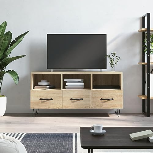 ZQQLVOO TV-Schrank Sonoma-Eiche tv unterschrank tv Regal wohnzimmerschrank Fernseher Schrank 102x36x50 cm Holzwerkstoff von ZQQLVOO