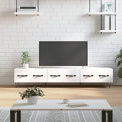 ZQQLVOO TV-Schrank Weiß tv Regal Konsolentisch mit Schubladen Sideboard hängend tv ständer 150x36x30 cm Holzwerkstoff von ZQQLVOO