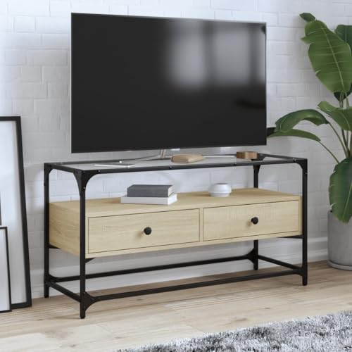 ZQQLVOO TV-Schrank mit Glasplatte Sonoma-Eiche tv Regal Couchtisch kommode tv ständer 98x35x51cm Holzwerkstoff ZQQLVOO TV-Schrank mit Glasplatte Sonoma-Eiche tv Regal Couchtisch kommode tv ständer 98x35x51cm Holzwerkstoff von ZQQLVOO