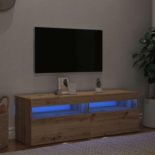 ZQQLVOO TV-Schrank mit LED Artisan-Eiche Wohnzimmerschrank Multifunktionaler TV-Ständer für Empfangsraum Schlafzimmer 120x35x40 cm Holzwerkstoff von ZQQLVOO