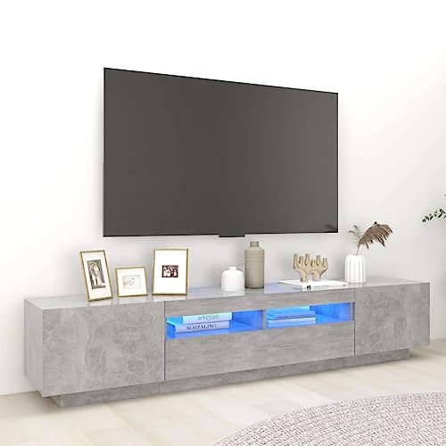 ZQQLVOO TV-Schrank mit LED-Leuchten Betongrau Fernseher Tisch Couchtisch Sideboard tv tv Regal 200x35x40 cm von ZQQLVOO