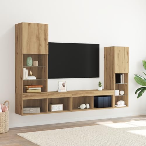 ZQQLVOO TV Schrank mit LED Lichtern Artisan Eiche kommode tv Board Fernseher kommode Sideboard Wohnzimmer 40,5x30x102 cm ZQQLVOO TV Schrank mit LED Lichtern Artisan Eiche kommode tv Board Fernseher kommode Sideboard Wohnzimmer 40,5x30x102 cm von ZQQLVOO