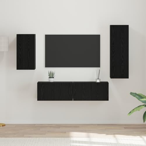 ZQQLVOO TV-Schranksatz mit Regal 4 pcs Schwarz Eiche hängeschrank Fernseher kommode tv Board tv Bank 30,5 x 30 x 90 cm ZQQLVOO TV-Schranksatz mit Regal 4 pcs Schwarz Eiche hängeschrank Fernseher kommode tv Board tv Bank 30,5 x 30 x 90 cm von ZQQLVOO