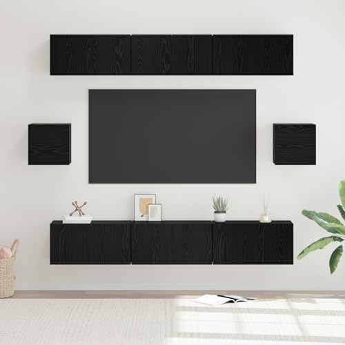 ZQQLVOO TV-Schranksystem Sonstiges 8 pcs Schwarz Eiche Wandmontierter Schrank mit opaker Front und modularem Design für modernen Stauraum. 60 x 30 x 30 cm ZQQLVOO TV-Schranksystem Sonstiges 8 pcs Schwarz Eiche Wandmontierter Schrank mit opaker Front und modularem Design für modernen Stauraum. 60 x 30 x 30 cm von ZQQLVOO