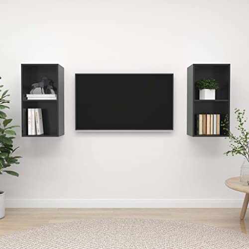 ZQQLVOO TV-Wandschränke 2 STK. Hochglanz-Grau Holzwerkstoff tv Bank HiFi Rack Sideboard tv hängeschrank von ZQQLVOO