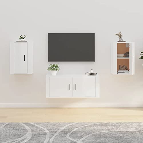 ZQQLVOO TV-Wandschränke 2 STK. Hochglanz-Weiß Fernseher Tisch Fernsehschrank Couchtisch Fernseher kommode 40x34,5x60 cm von ZQQLVOO