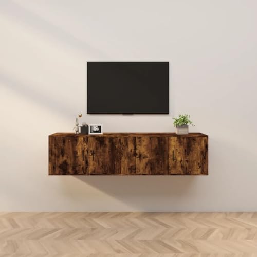 ZQQLVOO TV-Wandschränke 2 STK. Räuchereiche Fernseher Tisch Konsolentisch mit Schubladen Fernseher Schrank tv Bank 80x34,5x40 cm von ZQQLVOO