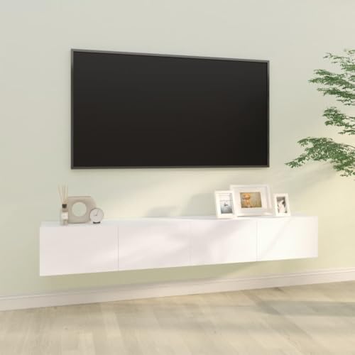 ZQQLVOO TV-Wandschränke 2 STK. Weiß Fernseher kommode tv kommode tv unterschrank Couchtisch 100x30x30 cm Holzwerkstoff von ZQQLVOO