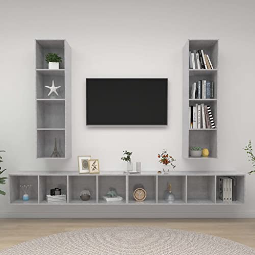ZQQLVOO TV-Wandschränke 4 STK. Betongrau Holzwerkstoff Wandmontierbarer TV-Schrank mit Stauraum, HiFi-Schrank für optimale Organisation. ZQQLVOO TV-Wandschränke 4 STK. Betongrau Holzwerkstoff Wandmontierbarer TV-Schrank mit Stauraum, HiFi-Schrank für optimale Organisation. von ZQQLVOO
