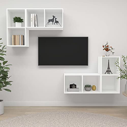 ZQQLVOO TV-Wandschränke 4 STK. Weiß Holzwerkstoff Modulares Würfelregal-Set zur Wandmontage mit rustikalem Design und platzsparenden Fächern für Ordnung in Wohn- und AR ZQQLVOO TV-Wandschränke 4 STK. Weiß Holzwerkstoff Modulares Würfelregal-Set zur Wandmontage mit rustikalem Design und platzsparenden Fächern für Ordnung in Wohn- und AR von ZQQLVOO