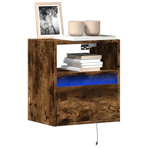 ZQQLVOO TV-Wandschränke LED-Beleuchtung 2 STK. Räuchereiche wohnzimmerschrank kommode tv Bank Fernsehschrank 41x31x45 cm von ZQQLVOO