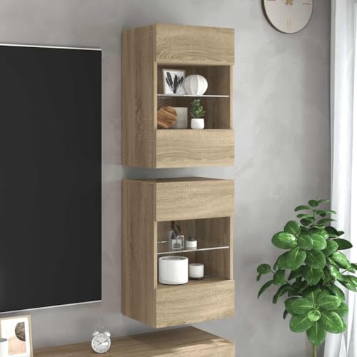 ZQQLVOO TV-Wandschränke mit LED-Leuchten 2 STK. Sonoma-Eiche Fernsehschrank Fernsehmöbel für Arbeitszimmer Büro ZQQLVOO TV-Wandschränke mit LED-Leuchten 2 STK. Sonoma-Eiche Fernsehschrank Fernsehmöbel für Arbeitszimmer Büro von ZQQLVOO