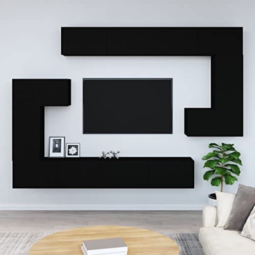 ZQQLVOO TV-Wandschrank Schwarz Holzwerkstoff hängeschrank Fernsehtisch Fernseher kommode tv Bank von ZQQLVOO