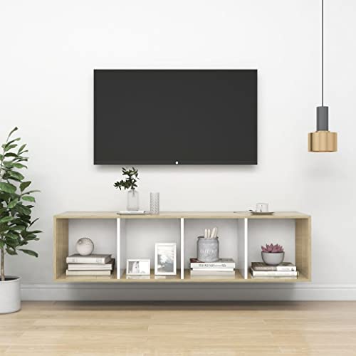 ZQQLVOO TV-Wandschrank Sonoma-Eiche Weiß tv Bank lowboard Fernsehschrank tv möbel 37x37x142,5 cm Holzwerkstoff ZQQLVOO TV-Wandschrank Sonoma-Eiche Weiß tv Bank lowboard Fernsehschrank tv möbel 37x37x142,5 cm Holzwerkstoff von ZQQLVOO
