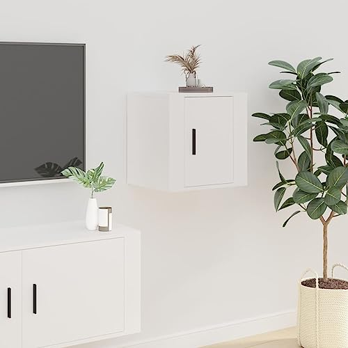 ZQQLVOO TV-Wandschrank Weiß Wandmontierbarer TV-Schrank mit 3 Fächern, Holzwerkstoff, Multifunktional 40x34,5x40 cm von ZQQLVOO