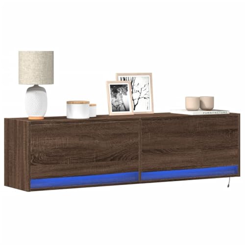ZQQLVOO TV-Wandschrank mit LED-Beleuchtung Eichen-Optik Sideboard hängend tv Bank wohnzimmerschrank hängeschrank 140x31x38 cm von ZQQLVOO
