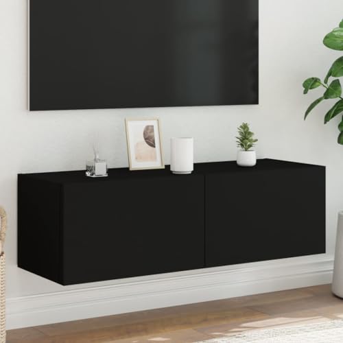 ZQQLVOO TV-Wandschrank mit LED-Leuchten Schwarz tv unterschrank tv kommode Fernsehtisch Fernsehschrank 100x35x31 cm von ZQQLVOO