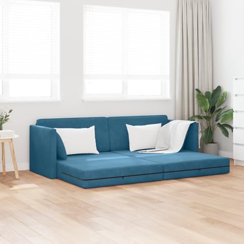 ZQQLVOO Tiefblaues Boden-Sofa-Bett mit abnehmbaren Bezügen, modernes Design für Innenräume, Tagesbett und Gästebett, geräumig und langlebig von ZQQLVOO