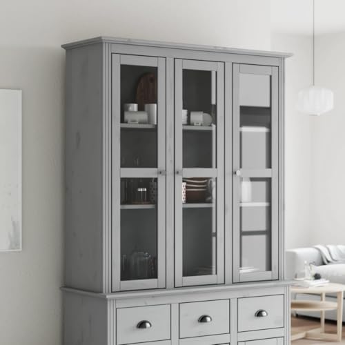 ZQQLVOO Vitrinen-Aufsatzschrank aus Kiefern-Massivholz mit Glastüren, Mehrere Böden für Geschirr und Deko, Metallgriffe, Französischer Stil, Stauraum für Sideboard oder Kommode ZQQLVOO Vitrinen-Aufsatzschrank aus Kiefern-Massivholz mit Glastüren, Mehrere Böden für Geschirr und Deko, Metallgriffe, Französischer Stil, Stauraum für Sideboard oder Kommode von ZQQLVOO