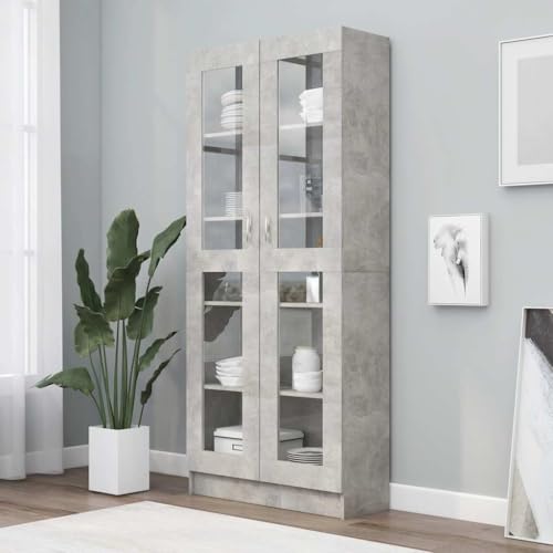 ZQQLVOO Vitrinenschrank Betongrau Multifunktionales Bücherregal für Schlafzimmer 82,5x30,5x185,5 cm Holzwerkstoff ZQQLVOO Vitrinenschrank Betongrau Multifunktionales Bücherregal für Schlafzimmer 82,5x30,5x185,5 cm Holzwerkstoff von ZQQLVOO
