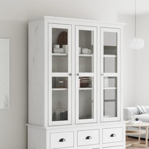 ZQQLVOO Vitrinenschrank mit Glastüren aus Kiefern-Massivholz für Sideboard oder Kommode, Mehrere Böden mit Metallgriffen, Französischer Stil Deko Aufsatzschrank ZQQLVOO Vitrinenschrank mit Glastüren aus Kiefern-Massivholz für Sideboard oder Kommode, Mehrere Böden mit Metallgriffen, Französischer Stil Deko Aufsatzschrank von ZQQLVOO