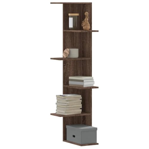 ZQQLVOO Wand-Eckregal Braun Eichen-Optik Regal für Deko Bücherregal für Wohnzimmer Bad 36,5x36,5x140 cm Holzwerkstoff von ZQQLVOO
