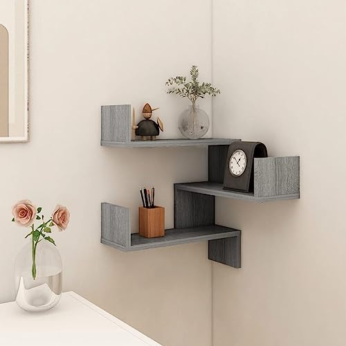 ZQQLVOO Wand-Eckregal Grau Sonoma Dekoratives Wandregal Wohnzimmerregal für Wohnzimmer Schlafzimmer 40x40x50 cm Holzwerkstoff von ZQQLVOO