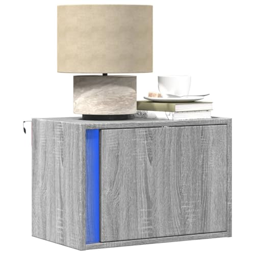 ZQQLVOO Wand-Nachttisch mit LED-Leuchten Grau Sonoma kommode mit schubladen nachtschrank for Zimmer Schlafzimmer ZQQLVOO Wand-Nachttisch mit LED-Leuchten Grau Sonoma kommode mit schubladen nachtschrank for Zimmer Schlafzimmer von ZQQLVOO