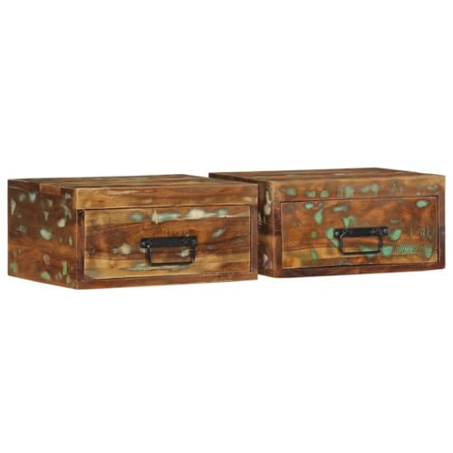 ZQQLVOO Wand-Nachttische 2 STK. Altholz Massiv kommode mit schubladen nachtschrank for Schlafzimmer Zimmer ZQQLVOO Wand-Nachttische 2 STK. Altholz Massiv kommode mit schubladen nachtschrank for Schlafzimmer Zimmer von ZQQLVOO
