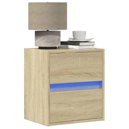ZQQLVOO Wandmontierter Nachttisch mit LED-Beleuchtung und 2 Schubladen – Platzsparende Schlafzimmer Kommode aus Holzwerkstoff mit RGB-Licht und USB-Anschluss für ZQQLVOO Wandmontierter Nachttisch mit LED-Beleuchtung und 2 Schubladen – Platzsparende Schlafzimmer Kommode aus Holzwerkstoff mit RGB-Licht und USB-Anschluss für von ZQQLVOO