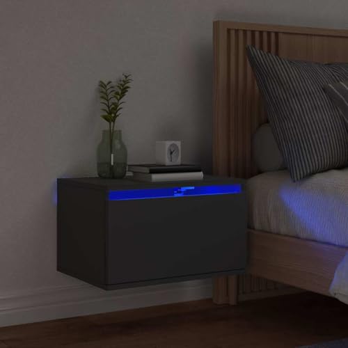 ZQQLVOO Wandmontierter Nachttisch mit RGB LED Beleuchtung und USB Anschluss - Moderner Wandtisch aus Holzwerkstoff mit Stauraum für Schlafzimmer und Wohnraum von ZQQLVOO