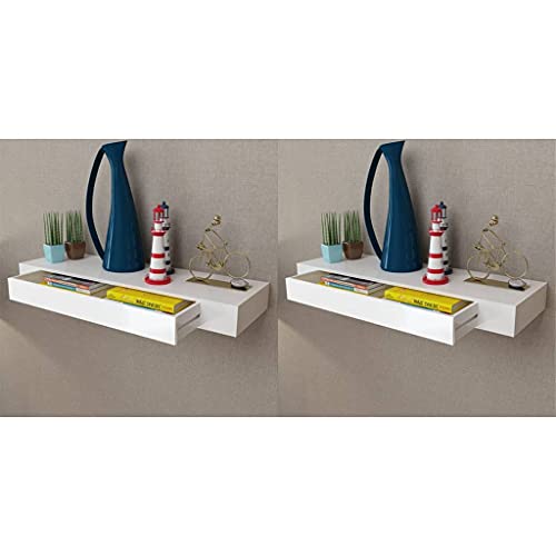 ZQQLVOO Wandregal Hängeregal mit Schubladen 2 STK. Weiß Schwebendes Wandregal Schweberegal für Schlafzimmer Büro 80 cm ZQQLVOO Wandregal Hängeregal mit Schubladen 2 STK. Weiß Schwebendes Wandregal Schweberegal für Schlafzimmer Büro 80 cm von ZQQLVOO